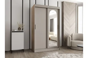 Tallmo Garderob med Spegel 120x200 cm i Målat Trä - Beige - Förvaring - Klädförvaring - Garderob & garderobssystem