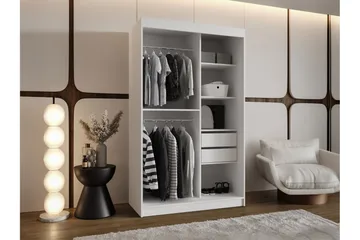Tallmo Garderob med Spegel 120x200 cm i Målat Trä - Beige - Förvaring - Klädförvaring - Garderob & garderobssystem