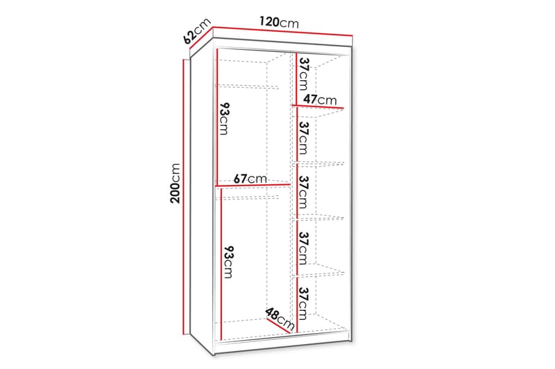 Tallmo Garderob med Spegel 120x200 cm i Målat Trä - Svart - Förvaring - Klädförvaring - Garderob & garderobssystem