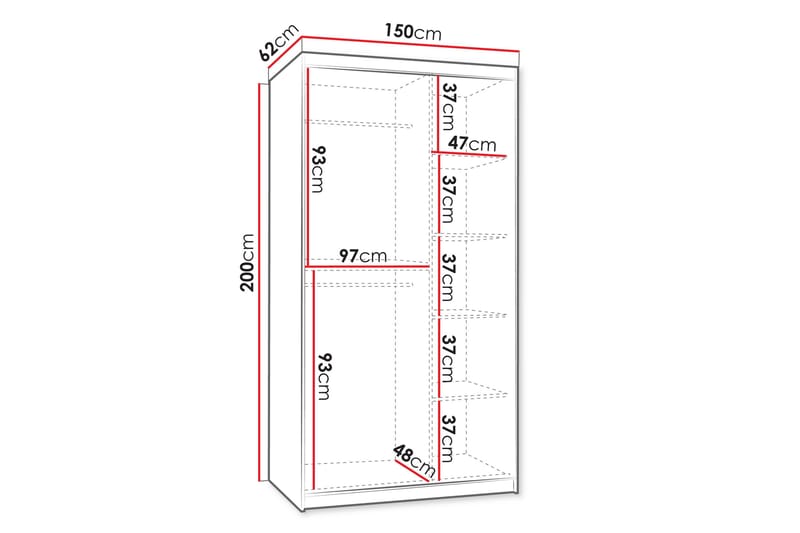 Tallmo Garderob med Spegel 150x200 cm i Målat Trä - Beige - Förvaring - Klädförvaring - Garderob & garderobssystem