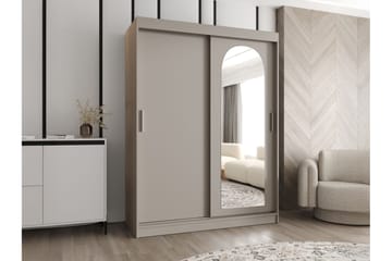 Tallmo Garderob med Spegel 150x200 cm i Målat Trä - Beige - Förvaring - Klädförvaring - Garderob & garderobssystem