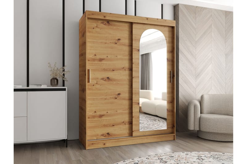 Tallmo Garderob med Spegel 150x200 cm i Trä - Brun - Förvaring - Klädförvaring - Garderob & garderobssystem