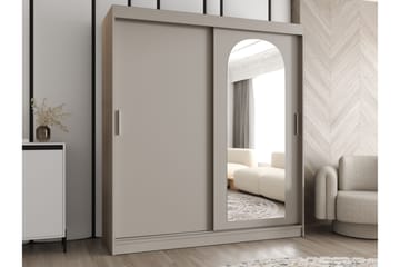 Tallmo Garderob med Spegel 180x200 cm i Målat Trä - Beige - Förvaring - Klädförvaring - Garderob & garderobssystem