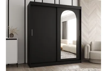 Tallmo Garderob med Spegel 180x200 cm i Målat Trä - Svart - Förvaring - Klädförvaring - Garderob & garderobssystem