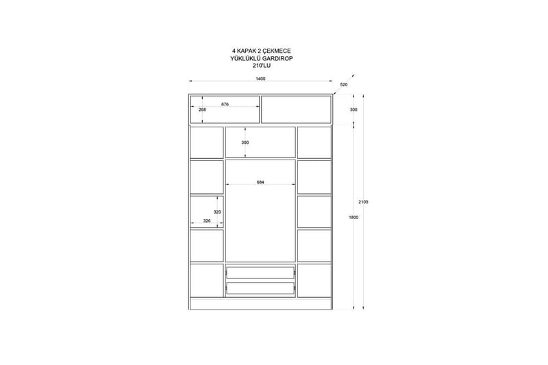 Talren Garderob 140x210 cm - Matt Vit - Förvaring - Klädförvaring - Garderob & garderobssystem