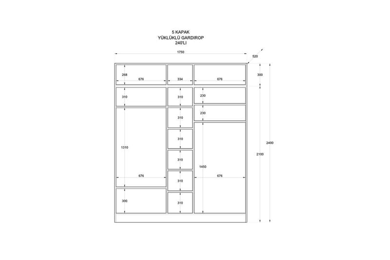 Talren Garderob 175x240 cm - Matt Vit - Förvaring - Klädförvaring - Garderob & garderobssystem - Klädskåp & fristående garderob
