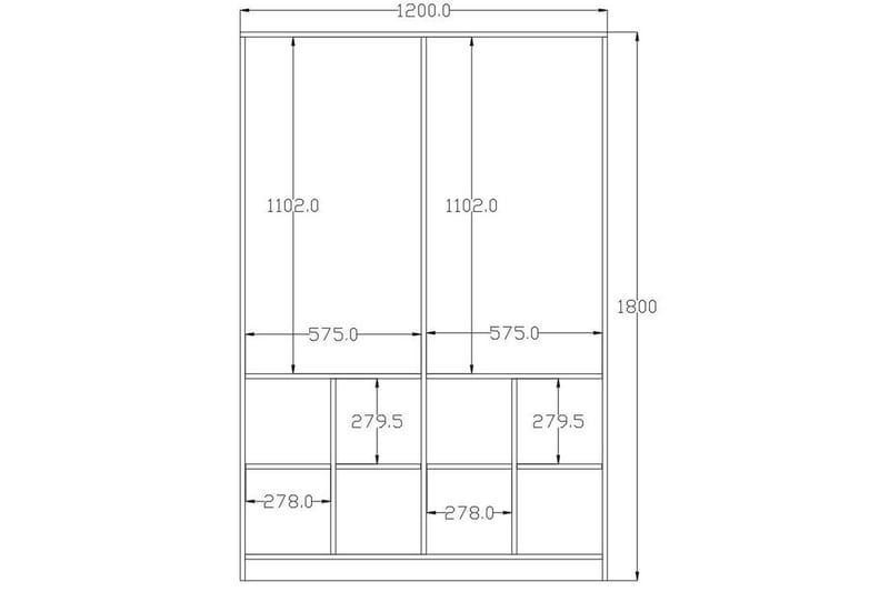 Taren Garderob 120x180 cm - Matt Vit/Antracit - Förvaring - Klädförvaring - Garderob & garderobssystem
