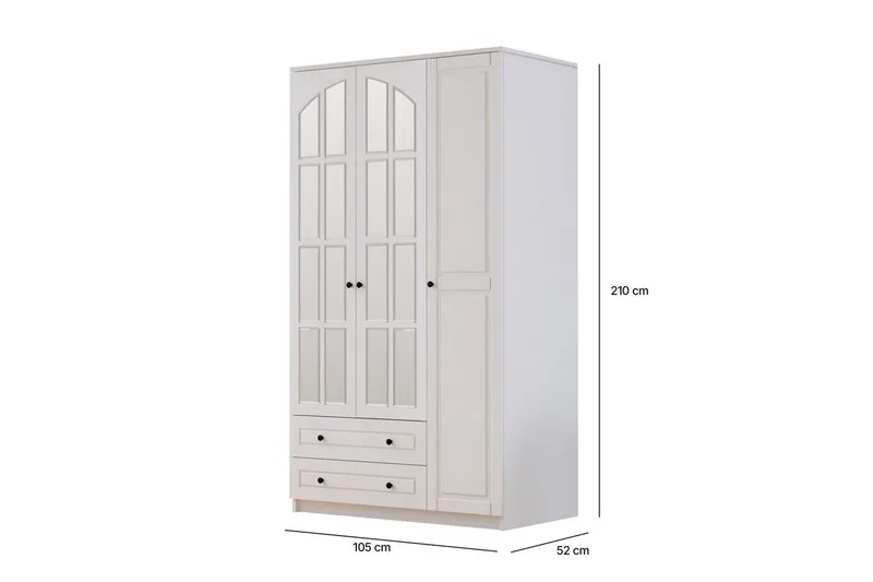 Tavrel Garderobsskåp 105x210 cm - Matt Vit - Förvaring - Klädförvaring - Garderob & garderobssystem - Klädskåp & fristående garderob