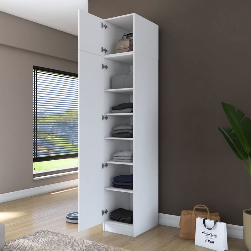 Tavren Garderob 45x255x57,5 cm - Vit - Förvaring - Klädförvaring - Garderob & garderobssystem - Klädskåp & fristående garderob