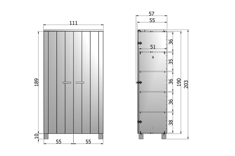 Tenney Garderob 111 cm - Stålgrå Tall - Förvaring - Klädförvaring - Garderob & garderobssystem