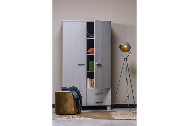 Tenney Garderob med 2 Lådor 111 cm - Grå Tall - Förvaring - Klädförvaring - Garderob & garderobssystem