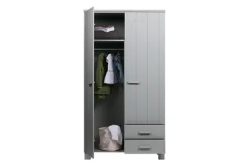 Tenney Garderob med 2 Lådor 111 cm - Grå Tall - Förvaring - Klädförvaring - Garderob & garderobssystem
