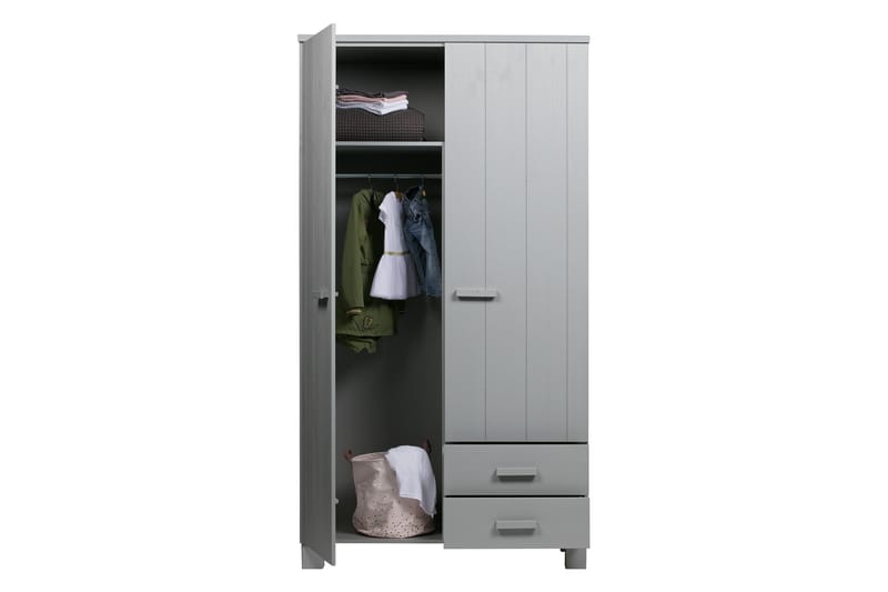 Tenney Garderob med 2 Lådor 111 cm - Grå Tall - Förvaring - Klädförvaring - Garderob & garderobssystem