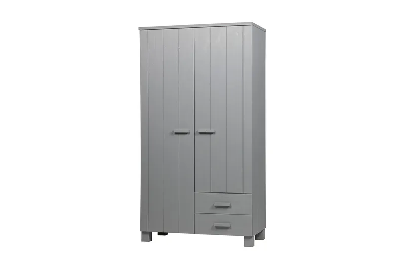 Tenney Garderob med 2 Lådor 111 cm, Grå Tall