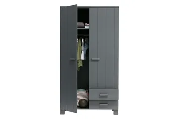 Tenney Garderob med 2 Lådor 111 cm - Stålgrå Tall - Förvaring - Klädförvaring - Garderob & garderobssystem