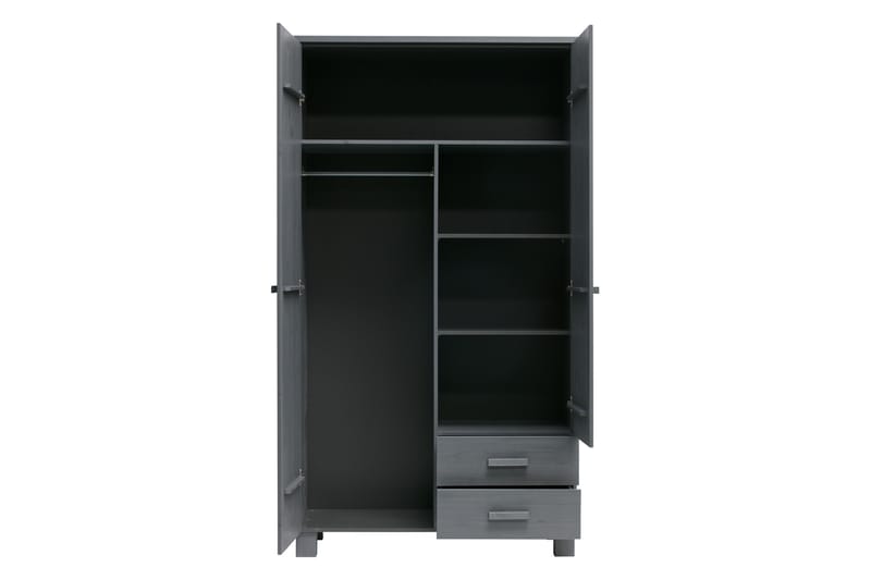 Tenney Garderob med 2 Lådor 111 cm - Stålgrå Tall - Förvaring - Klädförvaring - Garderob & garderobssystem