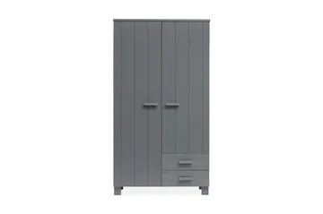 Tenney Garderob med 2 Lådor 111 cm - Stålgrå Tall - Förvaring - Klädförvaring - Garderob & garderobssystem