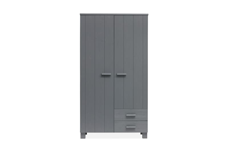 Tenney Garderob med 2 Lådor 111 cm - Stålgrå Tall - Förvaring - Klädförvaring - Garderob & garderobssystem