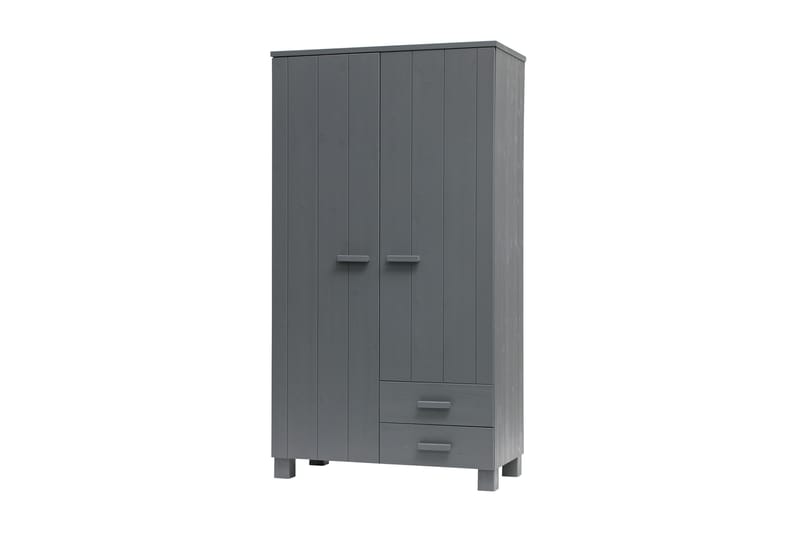 Tenney Garderob med 2 Lådor 111 cm - Stålgrå Tall - Klädskåp & fristående garderob - Barngarderob - Garderob & garderobssystem