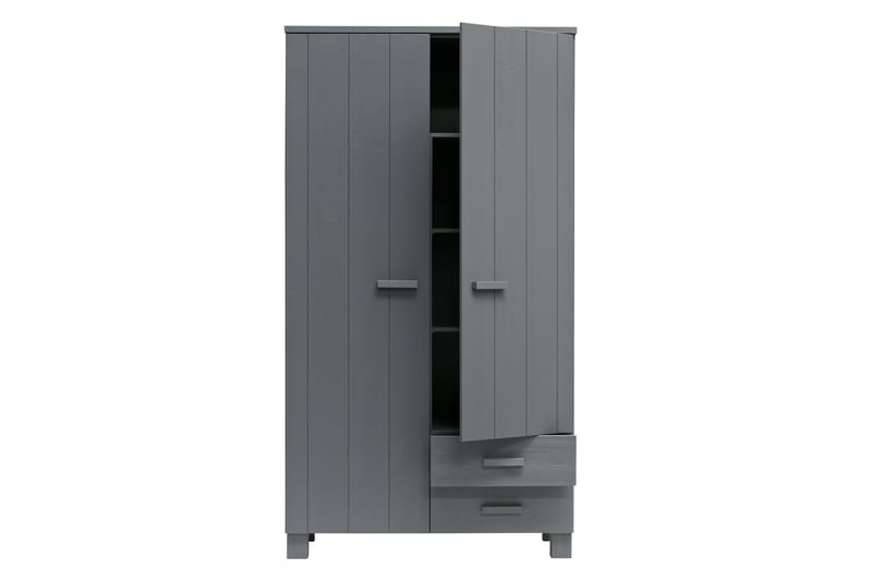 Tenney Garderob med 2 Lådor 111 cm - Stålgrå Tall - Förvaring - Klädförvaring - Garderob & garderobssystem