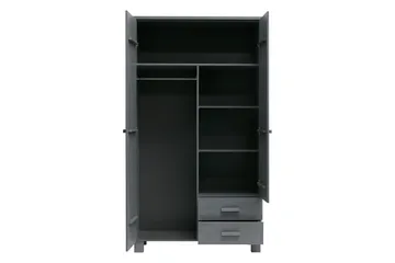 Tenney Garderob med 2 Lådor 111 cm - Stålgrå Tall - Förvaring - Klädförvaring - Garderob & garderobssystem