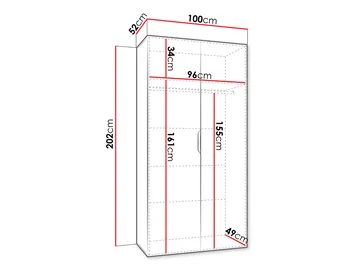 Tensa Garderob 100 cm - Vit och svart - Förvaring - Klädförvaring - Garderob & garderobssystem - Klädskåp & fristående garderob