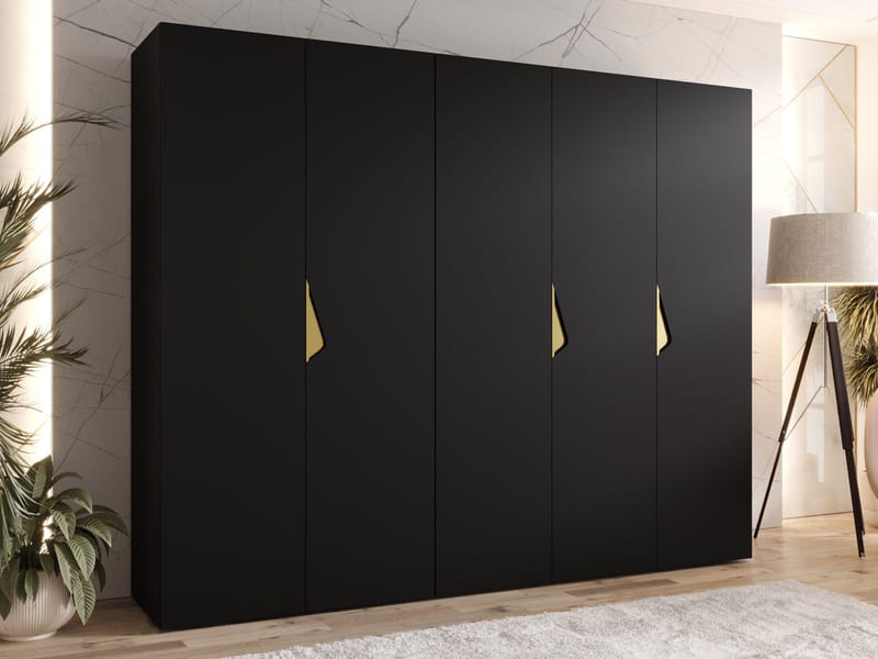 Tensa Garderob 250 cm - Svart / guld - Förvaring - Klädförvaring - Garderob & garderobssystem - Klädskåp & fristående garderob