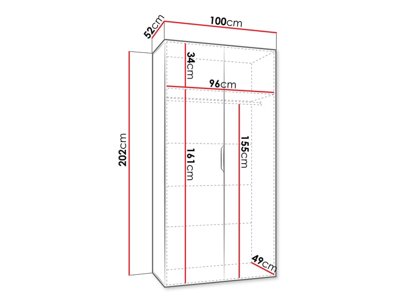 Tensa Garderob med spegel 100 cm - kashmir - Förvaring - Klädförvaring - Garderob & garderobssystem - Klädskåp & fristående garderob