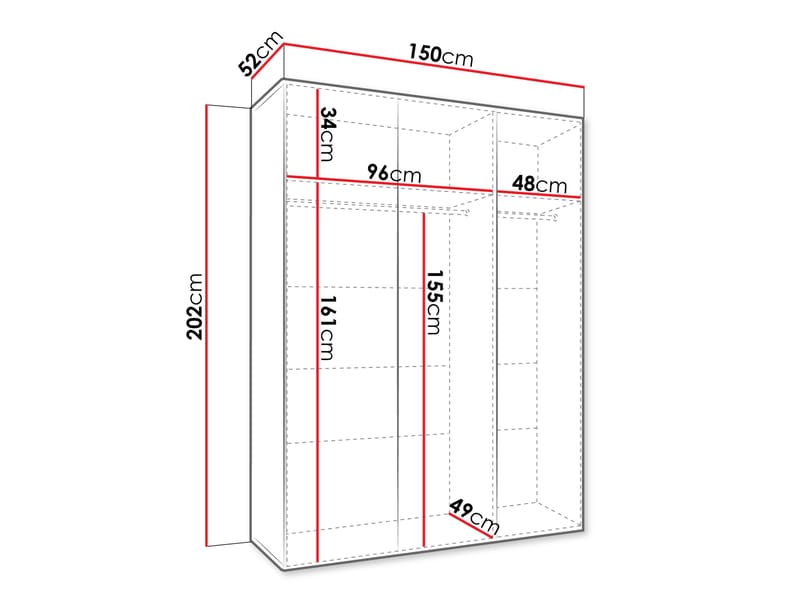 Tensa Garderob med spegel 150 cm - kashmir - Förvaring - Klädförvaring - Garderob & garderobssystem - Klädskåp & fristående garderob