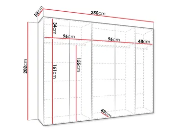 Tensa Garderob med spegel 250 cm - Svart - Förvaring - Klädförvaring - Garderob & garderobssystem