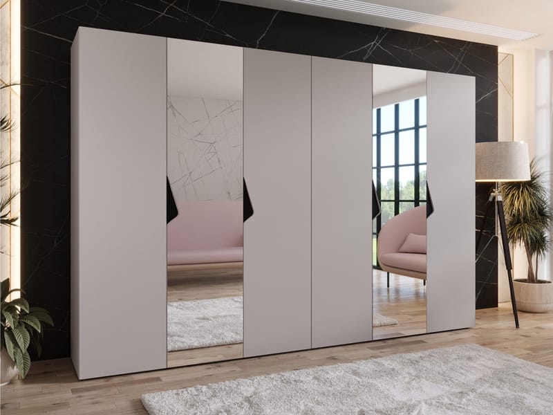 Tensa Garderob med spegel 300 cm - cashmere, svart - Förvaring - Klädförvaring - Garderob & garderobssystem