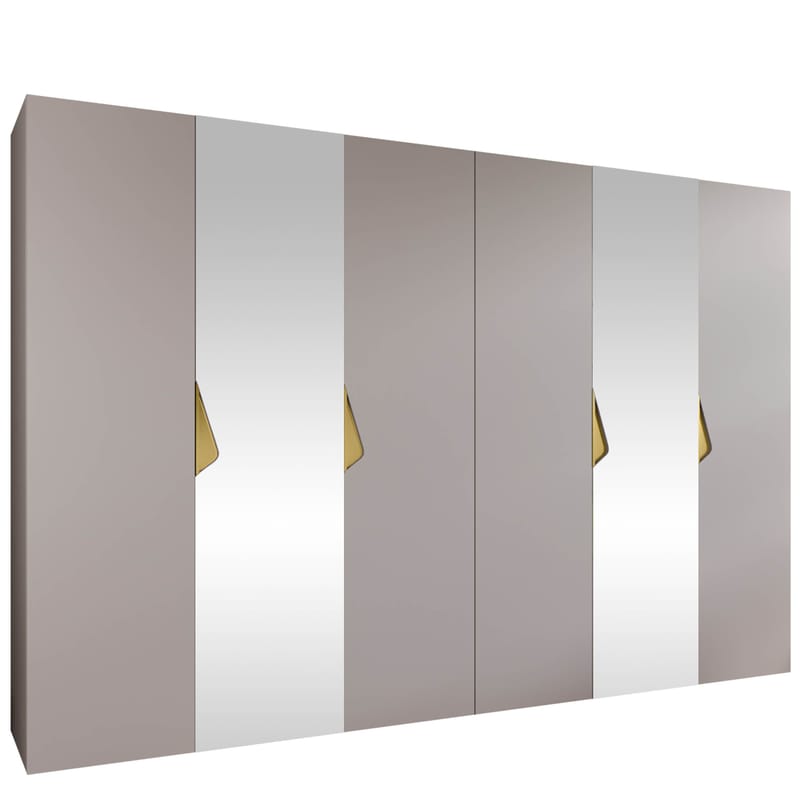 Tensa Garderob med spegel 300 cm, cashmere/guld