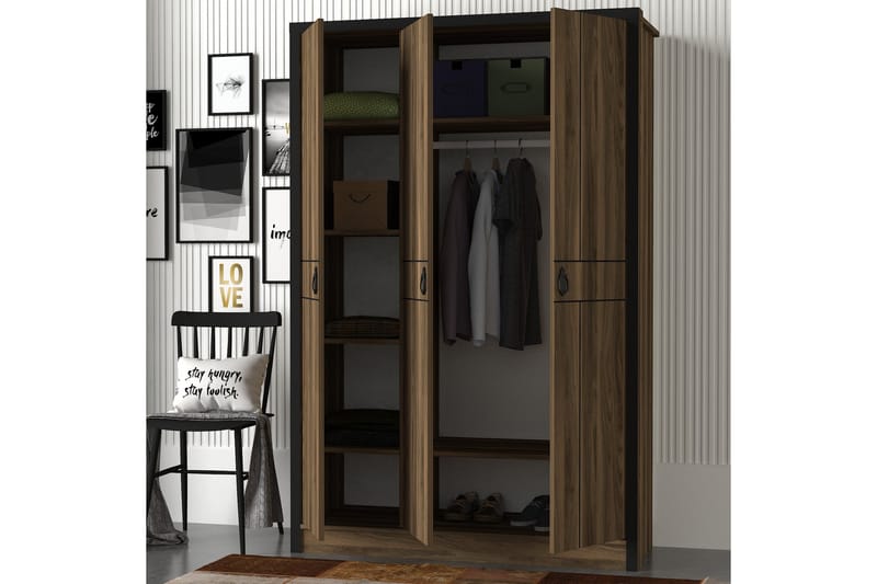Tera Home Garderob - Valnöt - Garderob & garderobssystem - Klädskåp & fristående garderob