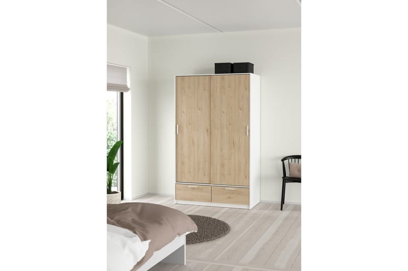 Tetsu Garderob 121x200 cm - Vit/Natur - Förvaring - Klädförvaring - Garderob & garderobssystem