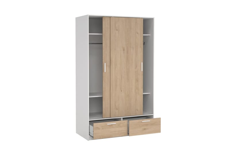 Tetsu Garderob 121x200 cm - Vit/Natur - Förvaring - Klädförvaring - Garderob & garderobssystem