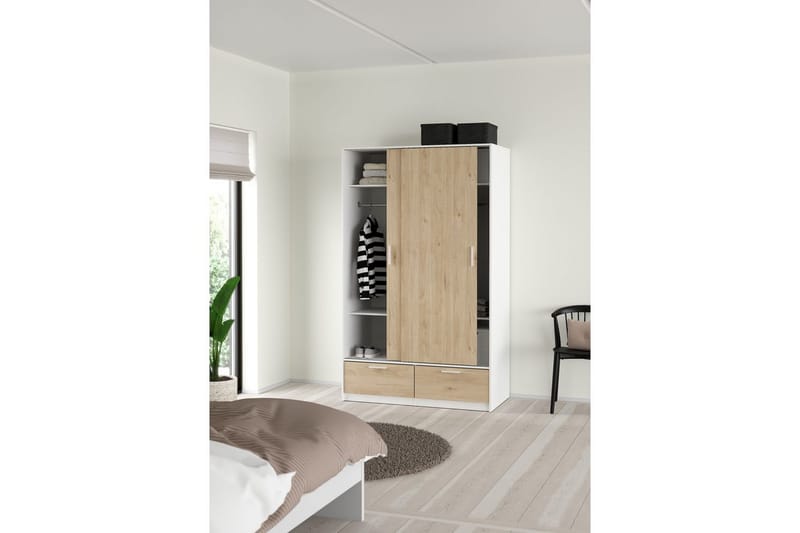 Tetsu Garderob 121x200 cm - Vit/Natur - Förvaring - Klädförvaring - Garderob & garderobssystem