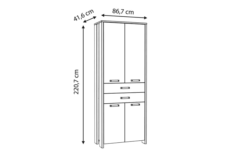 Torelles Garderob 87x221 cm - Brun/Grå - Garderob & garderobssystem - Klädskåp & fristående garderob