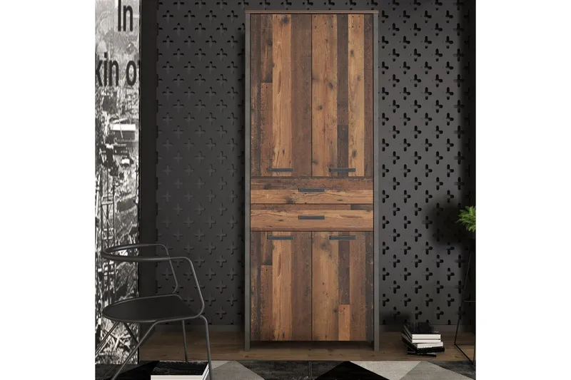 Torelles Garderob 87x221 cm - Brun/Grå - Förvaring - Klädförvaring - Garderob & garderobssystem