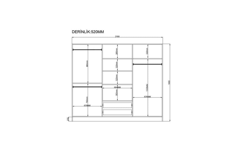 Travric Garderob 210x180 cm - Matt Vit - Förvaring - Klädförvaring - Garderob & garderobssystem