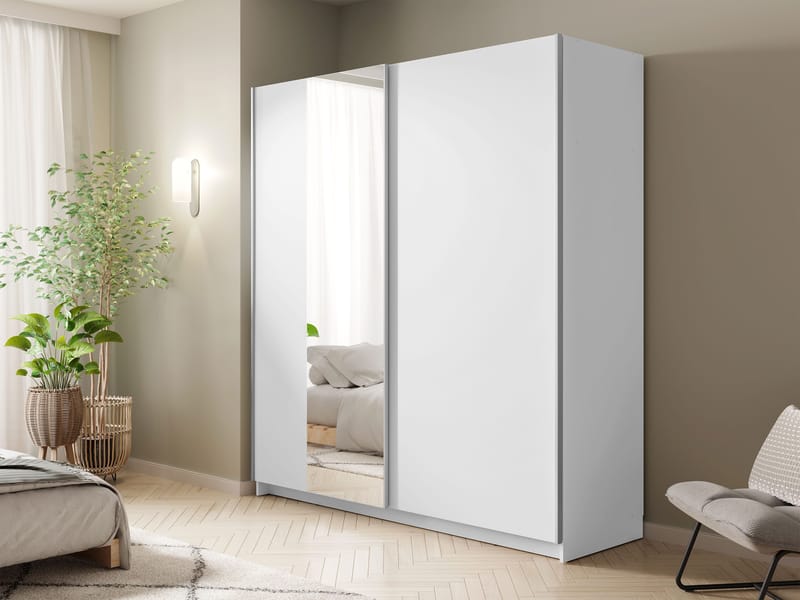 Tyrelon Garderob med spegel 181x198 cm - vit - Förvaring - Klädförvaring - Garderob & garderobssystem