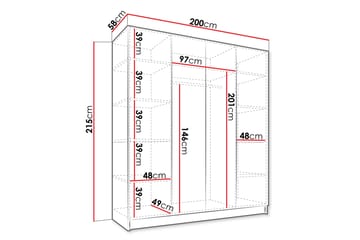 Vadstena Garderob med Spegel 200 cm - Kashmir/Guld - Förvaring - Klädförvaring - Garderob & garderobssystem