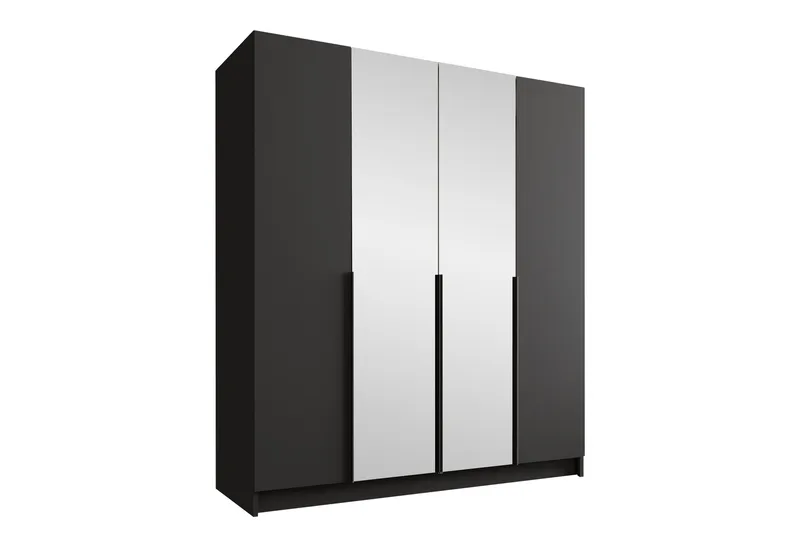 Vadstena Garderob med Spegel 200 cm - Svart - Förvaring - Klädförvaring - Garderob & garderobssystem