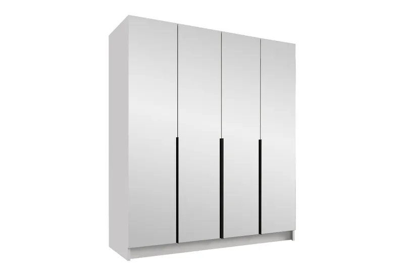 Vadstena Garderob med Spegel 200 cm - Vit/Svart - Förvaring - Klädförvaring - Garderob & garderobssystem