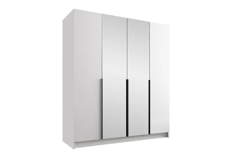 Vadstena Garderob med Spegel 200 cm - Vit/Svart - Förvaring - Klädförvaring - Garderob & garderobssystem