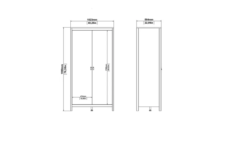 Vallvidera Garderob 102,3x199 cm - Svart - Förvaring - Klädförvaring - Garderob & garderobssystem