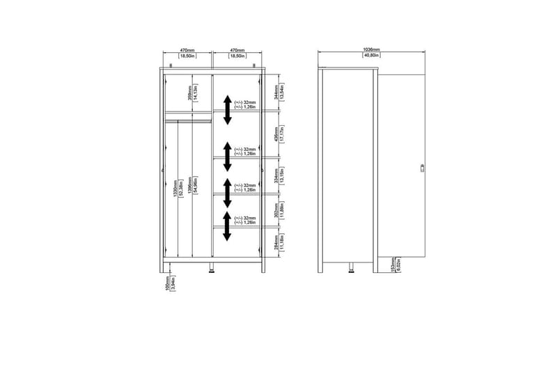 Vallvidera Garderob 102,3x199 cm - Svart - Förvaring - Klädförvaring - Garderob & garderobssystem