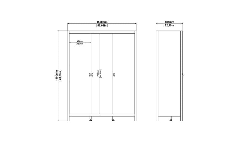 Vallvidera Garderob 150x199 cm - Svart - Förvaring - Klädförvaring - Garderob & garderobssystem