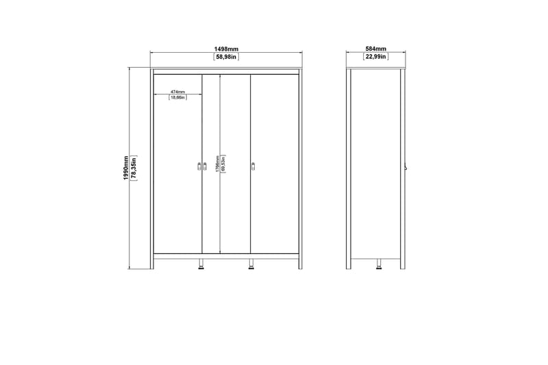 Vallvidera Garderob 58x150 cm - Svart - Förvaring - Klädförvaring - Garderob & garderobssystem