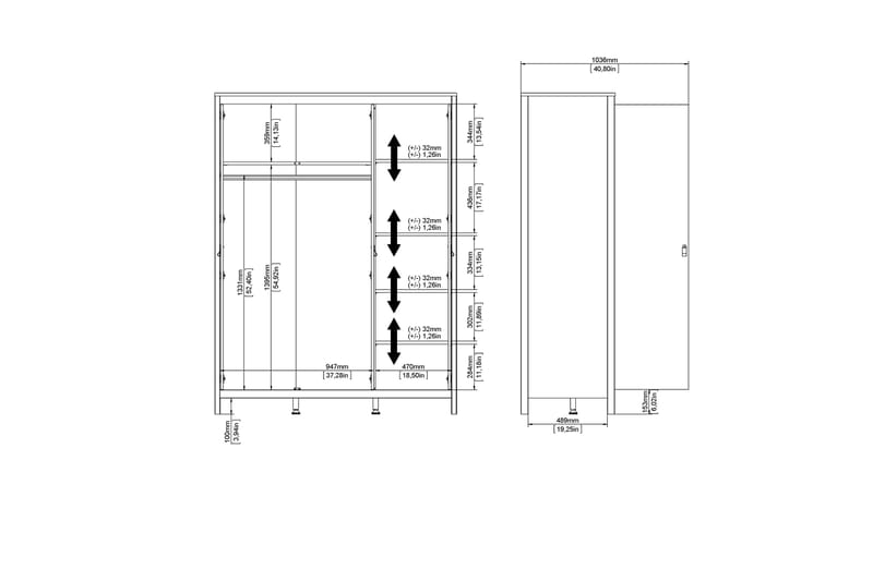 Vallvidera Garderob 58x150 cm - Svart - Garderob & garderobssystem - Klädskåp & fristående garderob