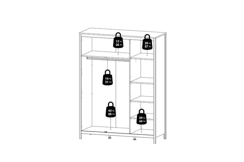 Vallvidera Garderob 58x150 cm - Svart - Garderob & garderobssystem - Klädskåp & fristående garderob